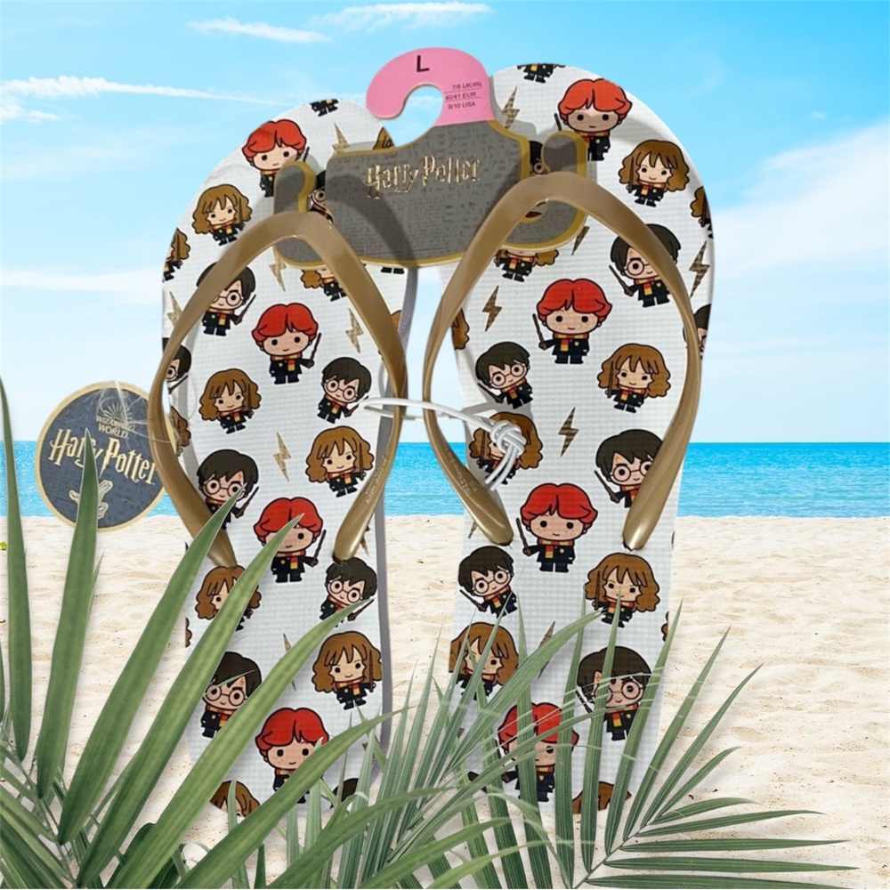 NWT Harry Potter Flip Flops, Size Large - Picture 1 of 6